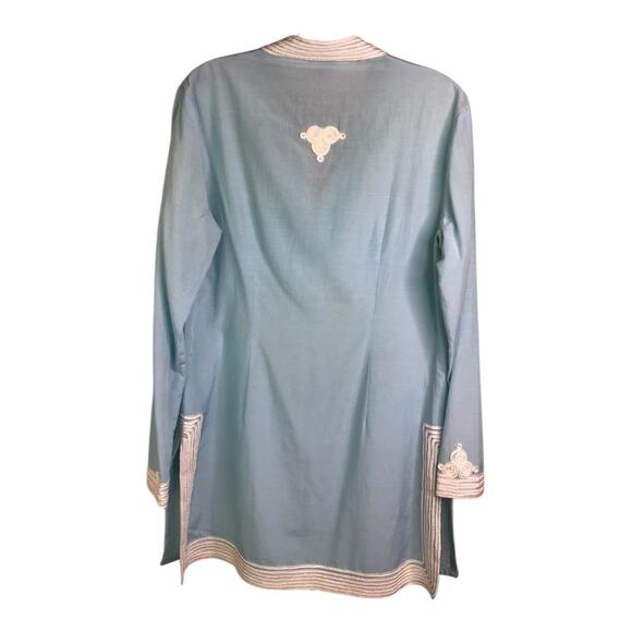 J.McLaughlin Tunic Top Womens Size 6 Blue V-Neck Embroidered Beach Coastal - Picture 5 of 10